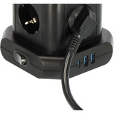 Brennenstuhl Stekkerdoos toren met 8 stekkerdozen in 45° opstelling Zwart, 8x stekker, 1x USB-C, 2x USB-A, 2x USB A, 1x USB C Power Delivery
