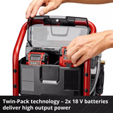 EINHELL SILENZZO 36/210 Professionele draadloze luchtcompressor Zwart/rood, Accu en oplader niet inbegrepen