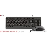 Trust Primo Keyboard & Mouse Set, desktopset Zwart, US lay-out, Membraan