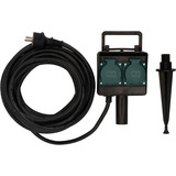 Brennenstuhl Tuincontactdoos met aardspies 1154450 4-voudige stekkerdoos Zwart, 4x stekker, 10 meter, IP44