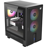 XYZ PC Gear Atom midi tower behuizing Zwart | 2x USB-A | 1x USB-C | Tempered Glass