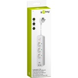 goobay 3-Weg Stekkerdoos met schakelaar en USB stekkerdoos Wit, kabel 1.5 meter, 2x USB-A
