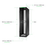 APC NetShelter SX AR3308B2, Gen 2, 52U server rack Zwart/groen, 2436H x 600W x 1200D mm, met zijpanelen