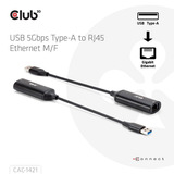 Club 3D USB-A naar RJ45 Ethernet 5Gbps adapter Zwart