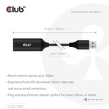 Club 3D USB-A naar RJ45 Ethernet 5Gbps adapter Zwart