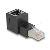 DeLOCK RJ45 plug to RJ45 jack Adapter Cat.6A 90° upwards angled Zwart