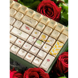 Iqunix F97 Floral Date, gaming toetsenbord Groen/wit, US lay-out, IQUNIX Little Prince, RGB leds, 96%, Hot-swappable, PBT, 2.4GHz | Bluetooth 5.1 | USB-C