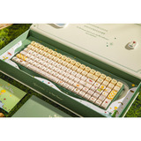 Iqunix F97 Floral Date, gaming toetsenbord Groen/wit, US lay-out, IQUNIX Little Prince, RGB leds, 96%, Hot-swappable, PBT, 2.4GHz | Bluetooth 5.1 | USB-C