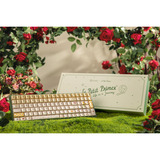 Iqunix F97 Floral Date, gaming toetsenbord Groen/wit, US lay-out, IQUNIX Little Prince, RGB leds, 96%, Hot-swappable, PBT, 2.4GHz | Bluetooth 5.1 | USB-C
