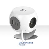 ACT Connectivity Stekkerdoos kubus met 3 stopcontacten, 30W Power Delivery USB-C/A poorten, kabellengte 1,5m Wit, Type E