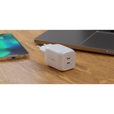 Belkin BoostCharge Pro 2-poorts USB-C GaN-wandlader met PPS (65 W) + USB-C/USB-C-kabel Wit