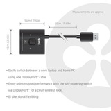 Club 3D DisplayPort 2-in-1 bidirectionele 8K switch displayport switch Zwart