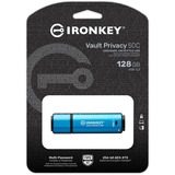 Kingston IronKey Vault Privacy 50 128 GB usb-stick Lichtblauw/zwart, USB-C 3.2 Gen 1