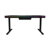 LORGAR Desk Elite 90 Series Glass tafel behuizing Zwart/transparant | 3x USB-A | 2x USB-C | RGB | Tempered Glass