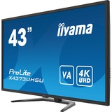iiyama ProLite X4373UHSU-B1 43" 4K UHD monitor Zwart, 2x HDMI, 2x DisplayPort, Mini-DisplayPort, 4x USB-A