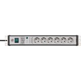 Brennenstuhl Premium-Line stekkerdoos 6-voudig 19" formaat stekkerdoos Zwart/lichtgrijs, 3 meter, 60.000 A overspanningsbeveiliging