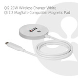 Club 3D CAC-3027 Qi2 25W draadloze oplader Wit, Qi-gecertificeerd, MagSafe-compatibel, magnetisch pad
