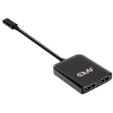 Club 3D USB‑C (DP Alt‑Mode) naar 2x DisplayPort hub Zwart