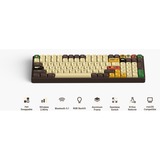 Iqunix F97 Happy Ape Wireless Mechanical Keyboard, gaming toetsenbord Bruin/geel, US lay-out, IQUNIX Moonstone Turbo, RGB leds, 96%, Hot-swappable, PBT, 2.4GHz | Bluetooth 5.1 | USB-C