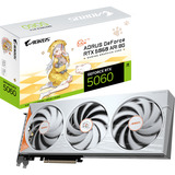 GIGABYTE AORUS GeForce RTX 5060 ARI 8G grafische kaart Wit, 3x DisplayPort, 1x HDMI, DLSS 4.5