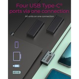 ICY BOX IB-HUB1454-C31 4-port USB 3.2 Gen 2 Type-C hub usb-hub Grijs/blauwgrijs