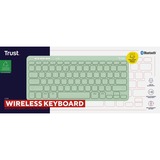 Trust Lyra Compact draadloos toetsenbord Groen, US lay-out, Scissor, 2,4 GHz USB, Bluetooth, 65%