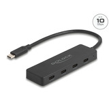 DeLOCK USB 10 Gbps USB Type-C Hub + 4x USB Type-C usb-hub Zwart