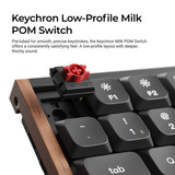 Keychron K3 Max SE QMK Wireless Custom Mechanical Keyboard, toetsenbord Zwart/houtkleur, US lay-out, Keychron Milk POM Brown, 75%, RGB, Hot swap, 2.4 GHz / Bluetooth 5.3 / USB-C