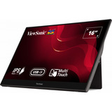 ViewSonic USB-C Multi-Touch Portable Monitor TD1655 16"  Zwart, 1x Mini HDMI, USB-C