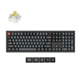 Keychron V6W-D4 8K QMK Wired Custom Mechanical Keyboard, toetsenbord Zwart, US lay-out, Keychron Super Banana, RGB leds, Double-shot PBT, hot swap, 8K, Knop