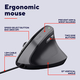 Trust Bayo II Ergonomische muis Zwart, 800 dpi - 2.400 dpi