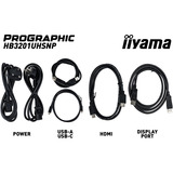 iiyama ProGraphic HB3201UHSNP-B1 31.5" 4K Ultra HD monitor Zwart (mat), 1x DisplayPort, 1x HDMI, 2x USB-C, 3x USB-A, 1x RJ-45