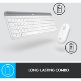 Logitech MK470 Slim Wireless Keyboard and Mouse Combo , desktopset Wit, US lay-out, Scissor, 1000 dpi