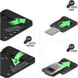 ICY BOX IB-2913MCL-C31 CloneStation dockingstation Zwart, M.2 NVMe en SATA naar M.2 NVMe dual bay
