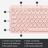 Logitech K380 for Mac Multi-Device Bluetooth Keyboard - Roze, toetsenbord Lichtroze, US-International, Bluetooth