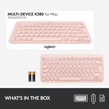 Logitech K380 for Mac Multi-Device Bluetooth Keyboard - Roze, toetsenbord Lichtroze, US-International, Bluetooth