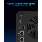 TerraMaster F6-424 nas Zwart, 2x 2.5GbE, HDMI, USB