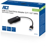 ACT Connectivity USB 3.2 Gen1 naar 2,5/3,5 inch SATA Adapterkabel voor SSD/HDD Zwart, USB 3.2 (5 Gbit/s)