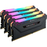 Corsair 64 GB DDR4-3600 Quad-Kit werkgeheugen Zwart, CMW64GX4M4D3600C18, Vengeance RGB PRO, XMP