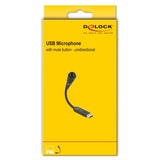 DeLOCK USB zwanenhalsmicrofoon met mute knop Zwart