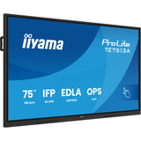 iiyama ProLite TE7513A-B3AG 75" 4K UHD touchscreen monitor Zwart, HDMI, DisplayPort, USB-C, Audio, LAN, WiFi-6E, BT 5.0, Android, Touch