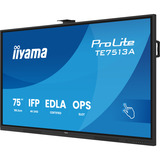 iiyama ProLite TE7513A-B3AG 75" 4K UHD touchscreen monitor Zwart, HDMI, DisplayPort, USB-C, Audio, LAN, WiFi-6E, BT 5.0, Android, Touch