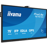iiyama ProLite TE7513A-B3AG 75" 4K Ultra HD touchscreen monitor Zwart, 1x DisplayPort, 2x HDMI, 3x USB-C, 5x USB-A, 2x RJ-45, WiFi-6E, BT 5.0, Android