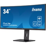 iiyama ProLite XCB3494WQSN-B5 34" Curved UltraWide monitor Zwart, 120 Hz, UWQHD, HDMI, DisplayPort, USB-C, LAN, Audio