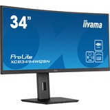 iiyama ProLite XCB3494WQSN-B5 34" Curved UltraWide monitor Zwart, 120 Hz, UWQHD, HDMI, DisplayPort, USB-C, LAN, Audio