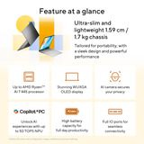 ASUS Vivobook S16 M3607GA-SH004W 16"  Copilot+ laptop Grijs | Ryzen 7 445 | Radeon 840M | 32 GB | 1 TB SSD | OLED