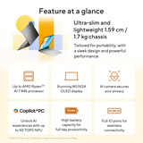 ASUS Vivobook S16 M3607GA-SH004W 16"  Copilot+ laptop Grijs | Ryzen AI 7 445 | Radeon 840M | 32 GB | 1 TB SSD | OLED
