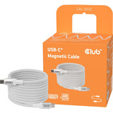 Club 3D Magnetische USB‑C kabel Wit, 2 meter
