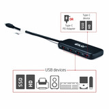 Club 3D USB-C 4-poorts 10G-datahub met PD3.0 usb-hub Zwart