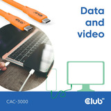 Club 3D USB C kabel, 2 meter Oranje